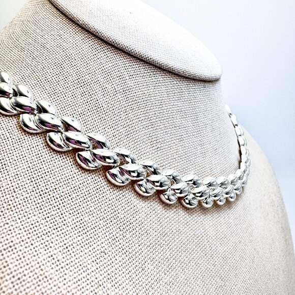 VTG Sterling Silver 925 Puffed Panther Link Chain Necklace Size 16.25" Length - Picture 2 of 14